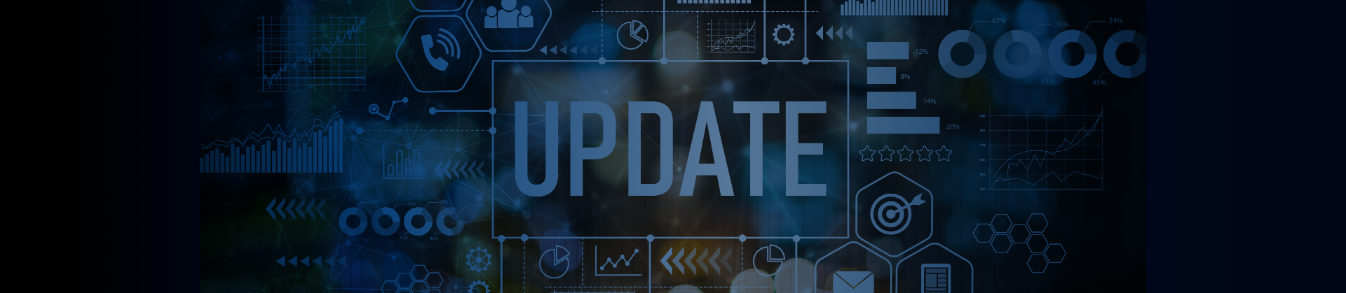 Blue background with word update